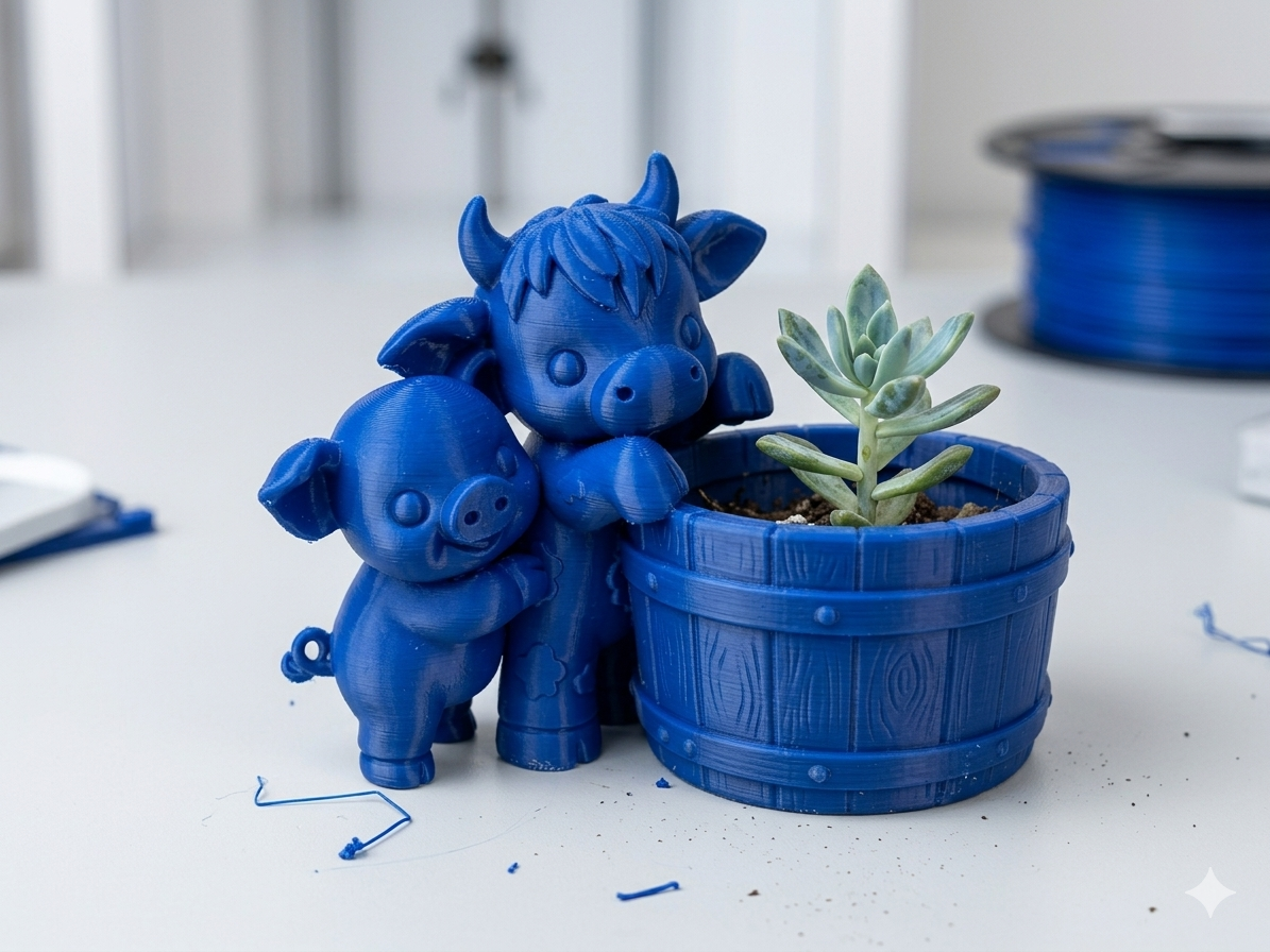 Cow & Pig Barrel Planter - Image 4