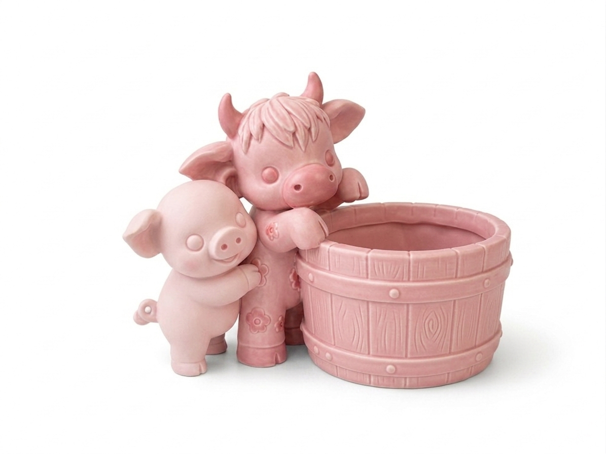 Cow & Pig Barrel Planter - Image 10
