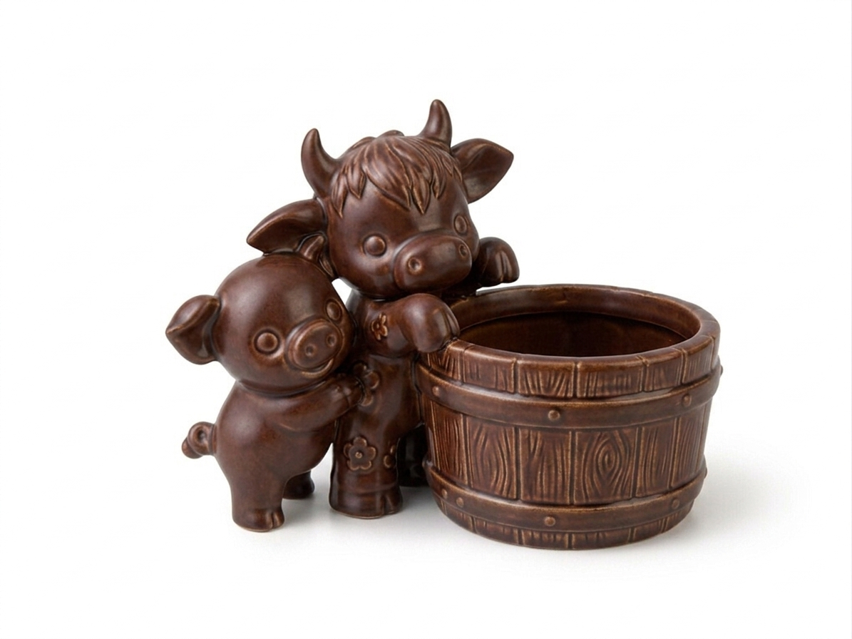 Cow & Pig Barrel Planter - Image 9