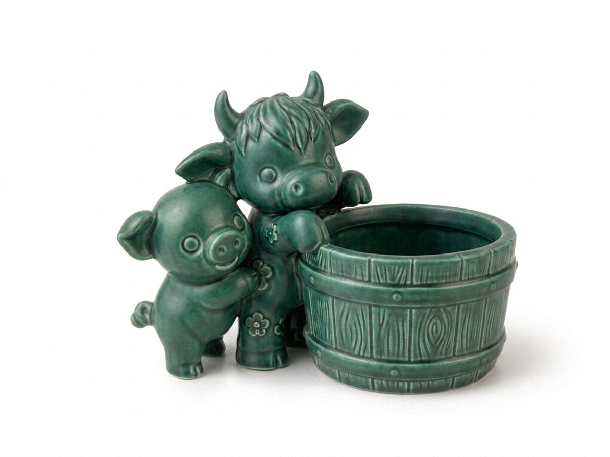 Cow & Pig Barrel Planter - Image 11