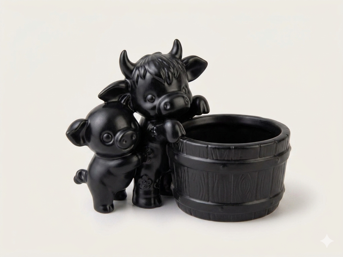 Cow & Pig Barrel Planter - Image 3