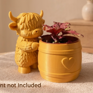 Highland Cow Heart Planter