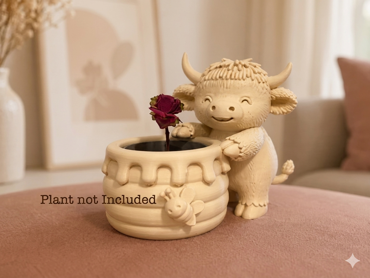 Cow with a honey pot planter