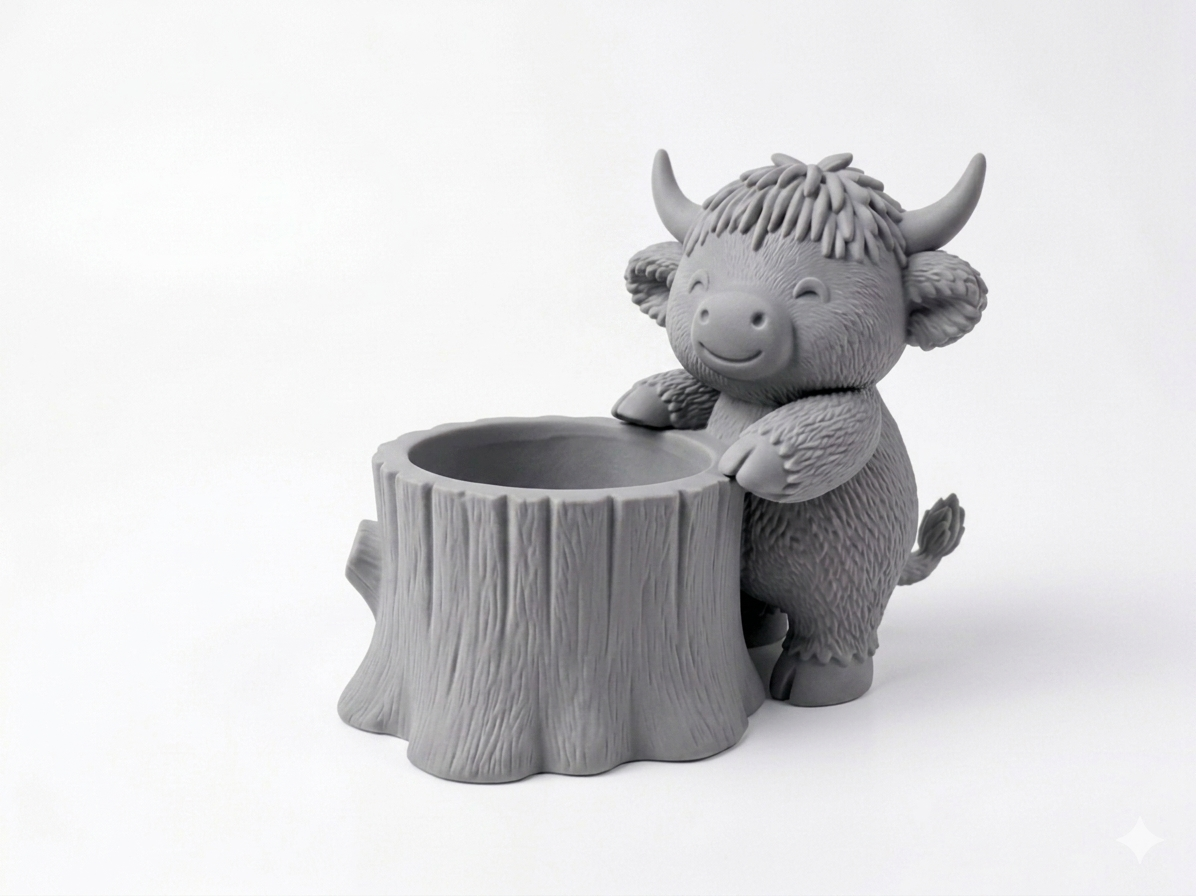 Cow Tree Stump Planter - Image 2