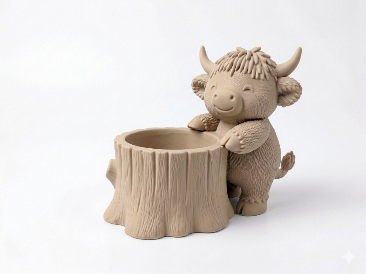 Cow Tree Stump Planter - Image 3