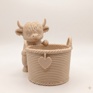 Alternative view of Cow with a cute Wicker Basket Planter 