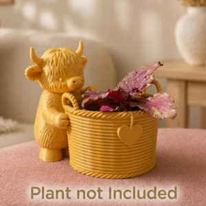Cow with a cute Wicker Basket PlanterÂ