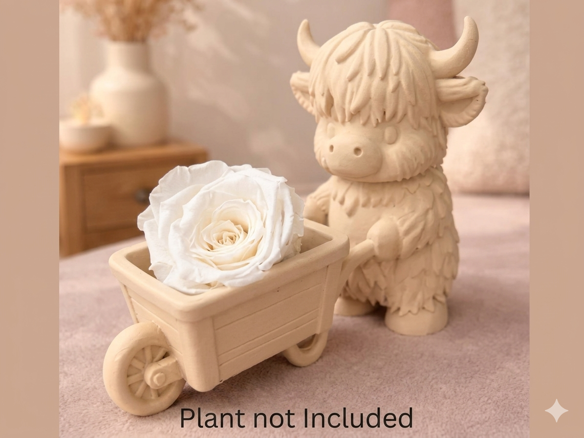 Cow with a wheelbarrow