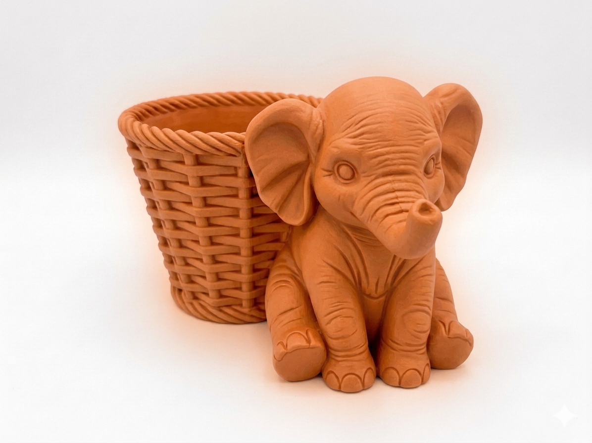 Elephant Wicker Planter - Image 20