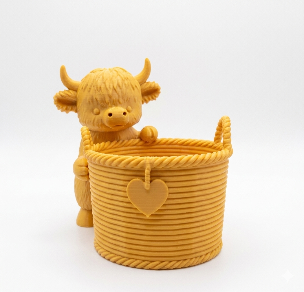 Cow with a cute Wicker Basket Planter - Image 10