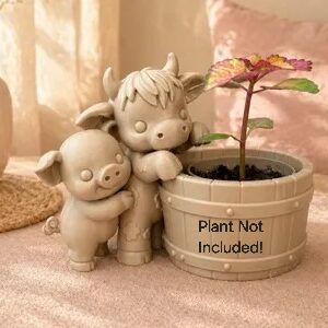 Cow & Pig Barrel Planter