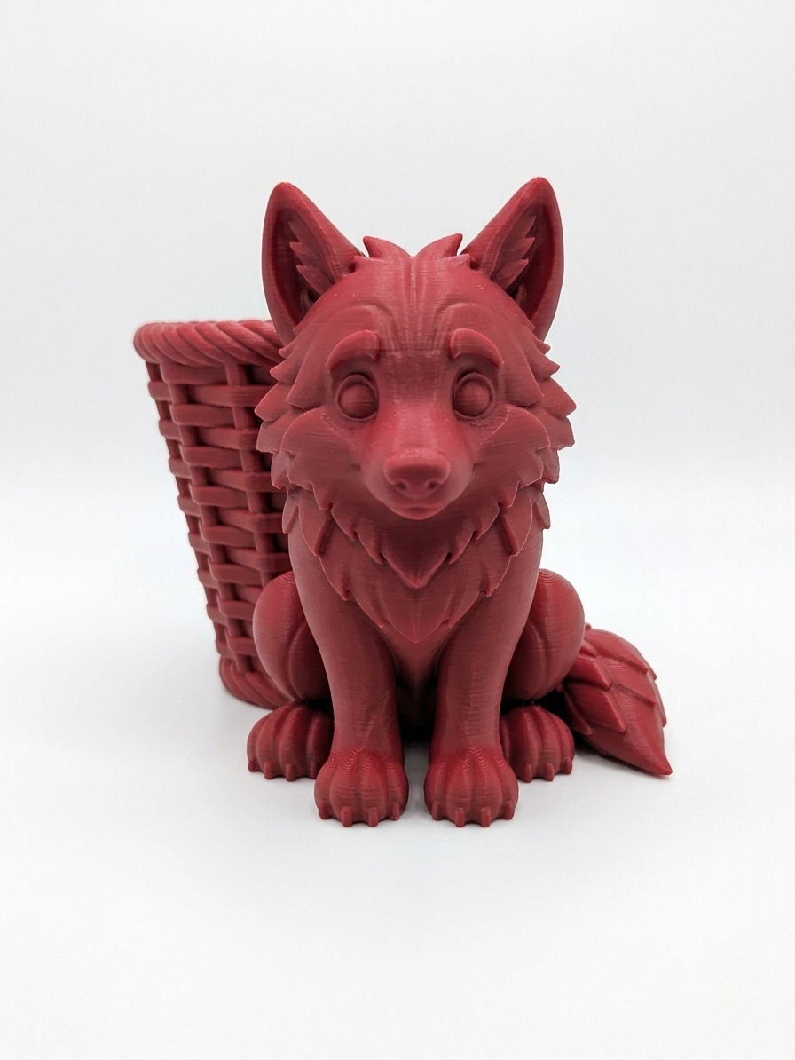 Woodland Wolf Pup Basket Planter - Image 4