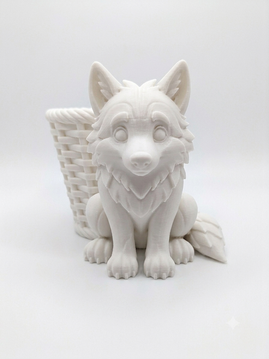 Woodland Wolf Pup Basket Planter - Image 6