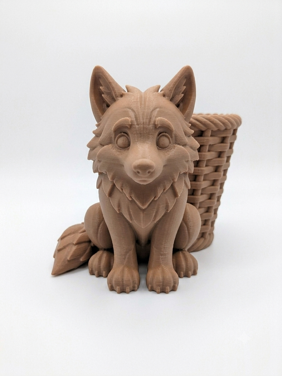 Woodland Wolf Pup Basket Planter - Image 7