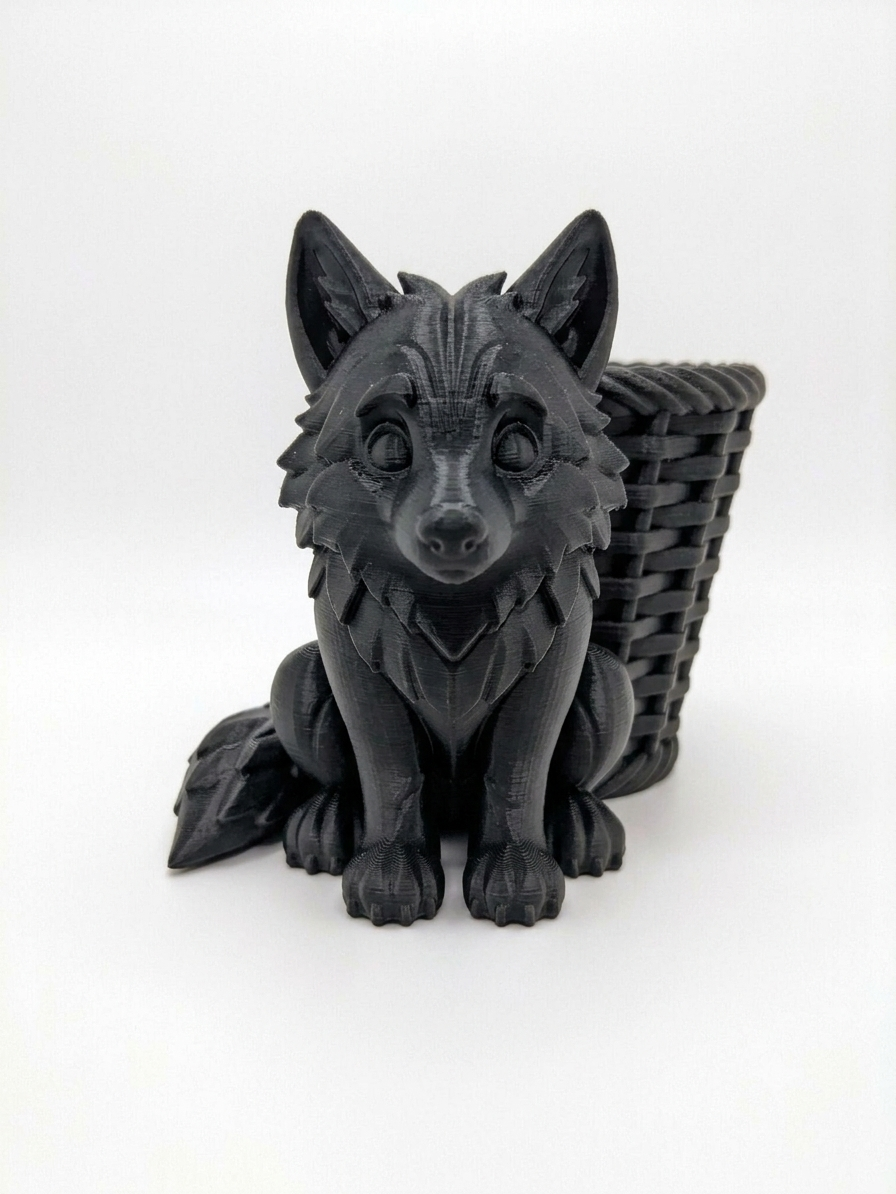 Woodland Wolf Pup Basket Planter - Image 10