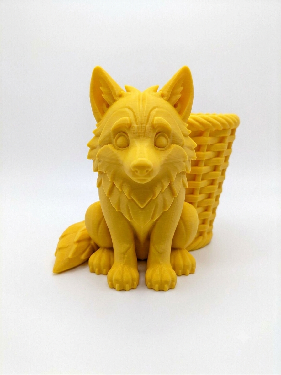 Woodland Wolf Pup Basket Planter - Image 12