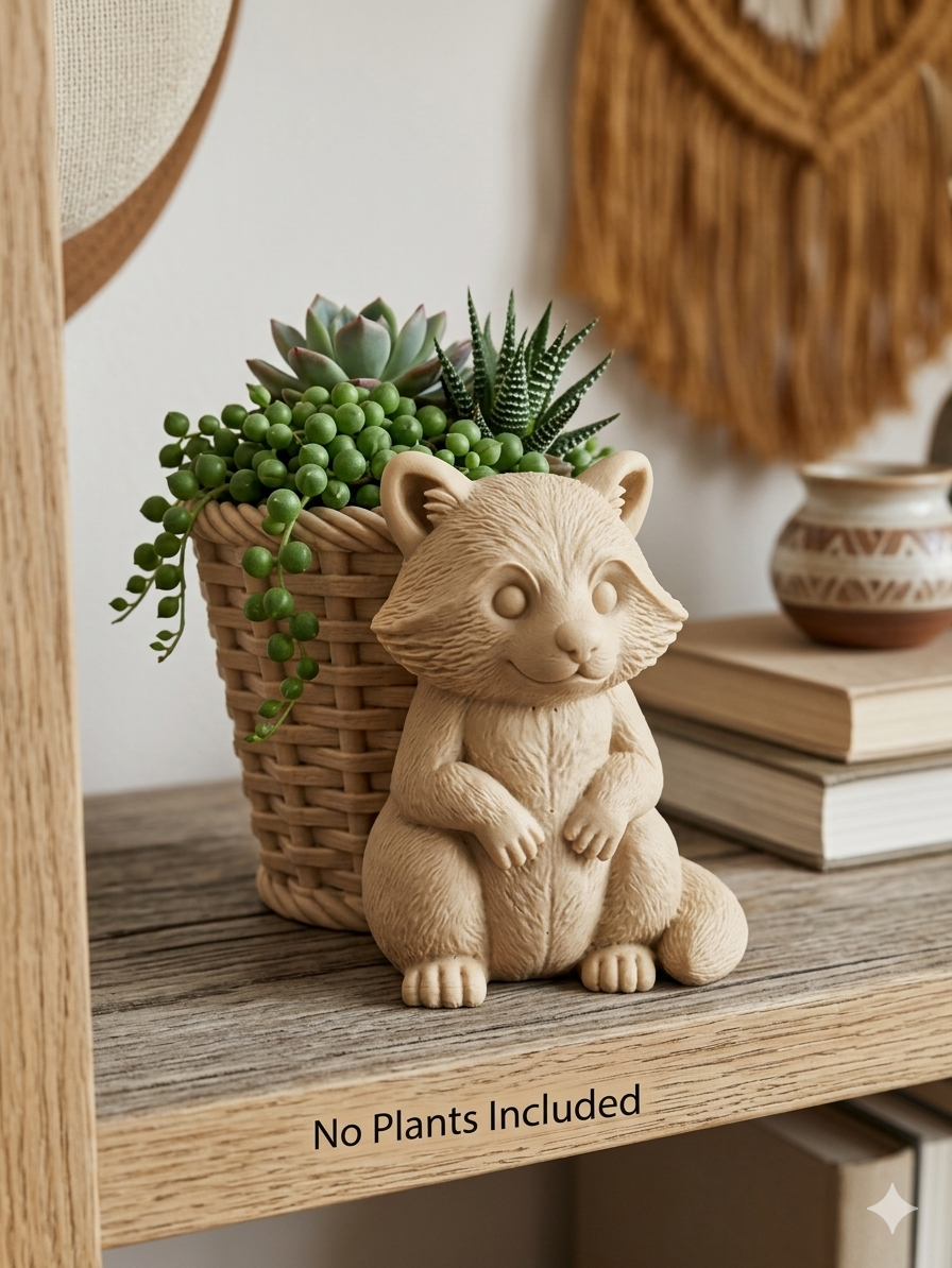 Raccoon Wicker Planter