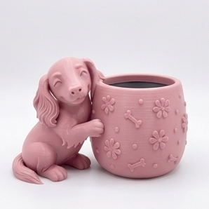 Alternative view of Cute Longhaired Dachshund Planter